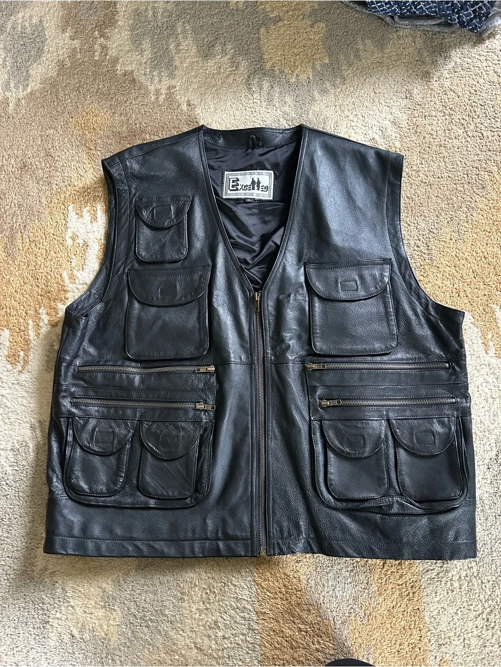 Vintage Excelled Leather Motorcycle Vest Black XL EUC!